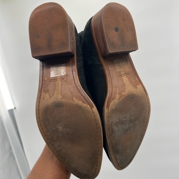 Aldo black faux leather pull on boots shoes size 10 - Picture 8 of 11